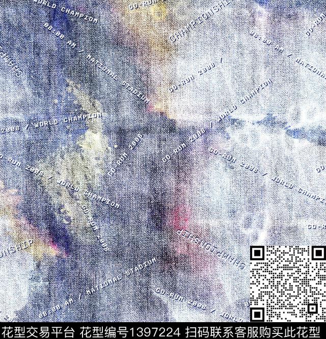 字母牛仔2021新品数码印花华亿平台下载（图片编号: 1397224） - 瓦栏（Walan）