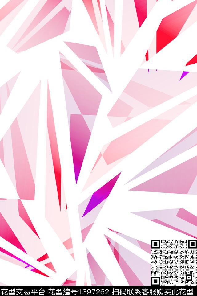 几何大牌风清爽底花卉数码印花华亿平台下载（图片编号: 1397262） - 瓦栏（Walan）