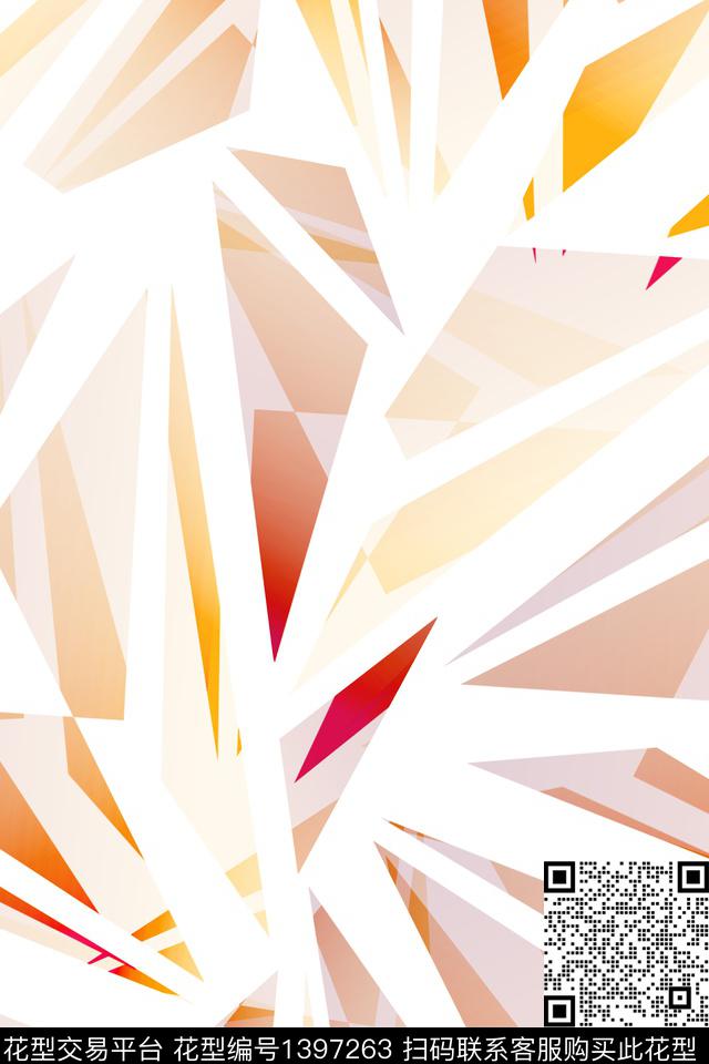 几何大牌风清爽底花卉数码印花华亿平台下载（图片编号: 1397263） - 瓦栏（Walan）