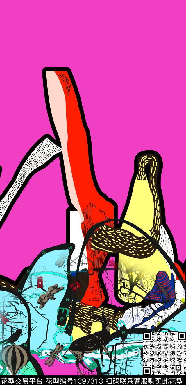 几何数码华亿平台抽象数码印花华亿平台下载（图片编号: 1397313） - 瓦栏（Walan）