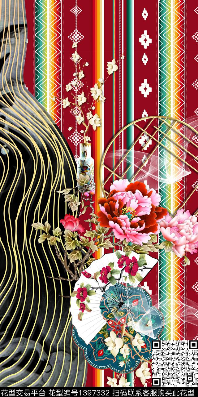数码华亿平台中国风中国风定位花数码印花华亿平台下载（图片编号: 1397332） - 瓦栏（Walan）