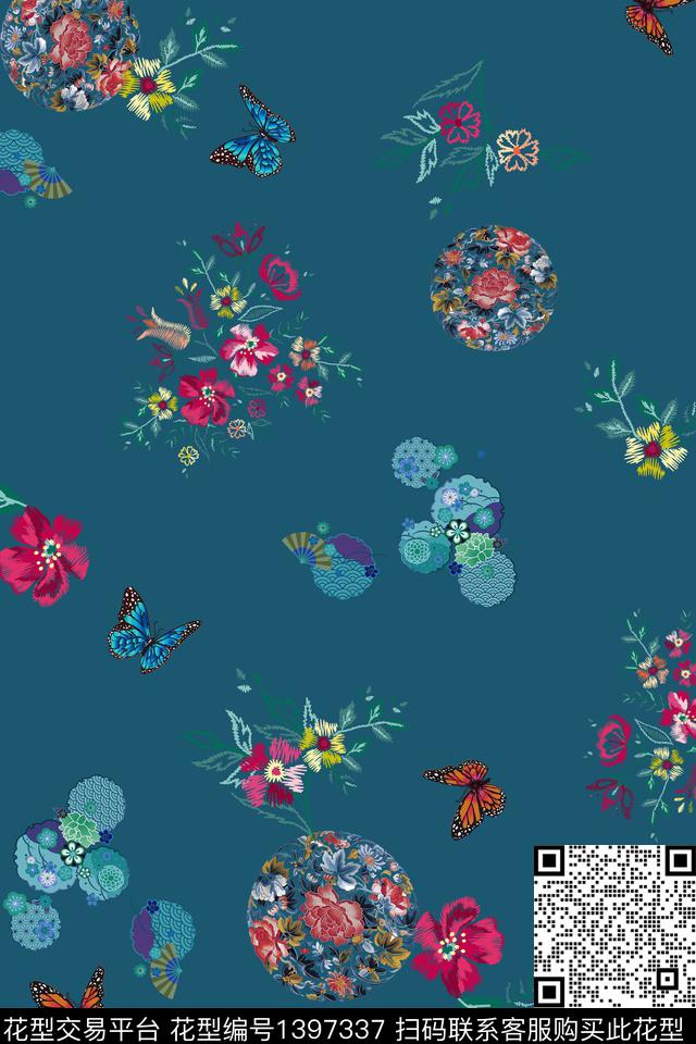 几何数码华亿平台花卉数码印花华亿平台下载（图片编号: 1397337） - 瓦栏（Walan）