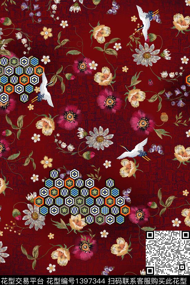几何数码华亿平台花卉数码印花华亿平台下载（图片编号: 1397344） - 瓦栏（Walan）