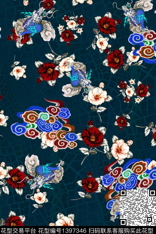 几何数码华亿平台花卉数码印花华亿平台下载（图片编号: 1397346） - 瓦栏（Walan）