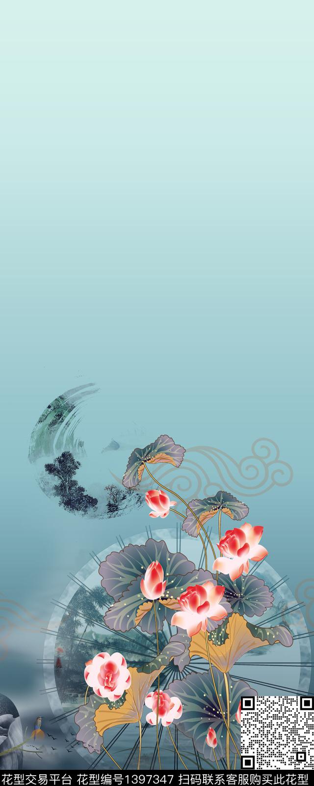 数码华亿平台花卉中国风数码印花华亿平台下载（图片编号: 1397347） - 瓦栏（Walan）