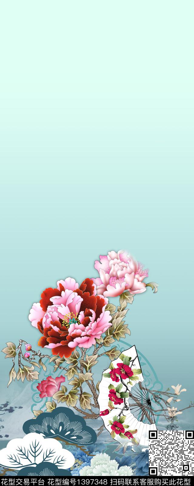 数码华亿平台花卉中国风数码印花华亿平台下载（图片编号: 1397348） - 瓦栏（Walan）