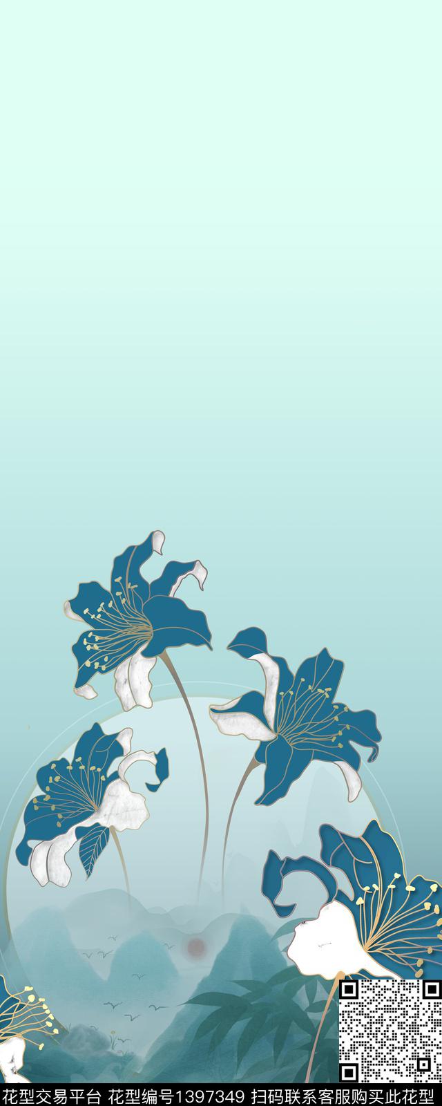 数码华亿平台花卉中国风数码印花华亿平台下载（图片编号: 1397349） - 瓦栏（Walan）