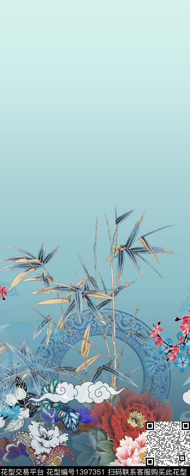 数码华亿平台花卉中国风数码印花华亿平台下载（图片编号: 1397351） - 瓦栏（Walan）