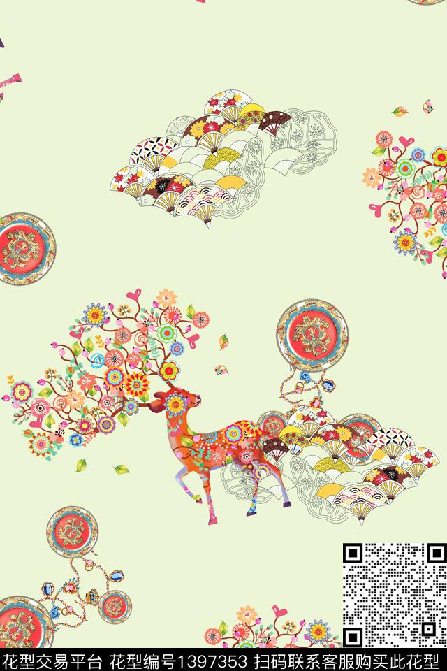 数码华亿平台大牌风抽象数码印花华亿平台下载（图片编号: 1397353） - 瓦栏（Walan）