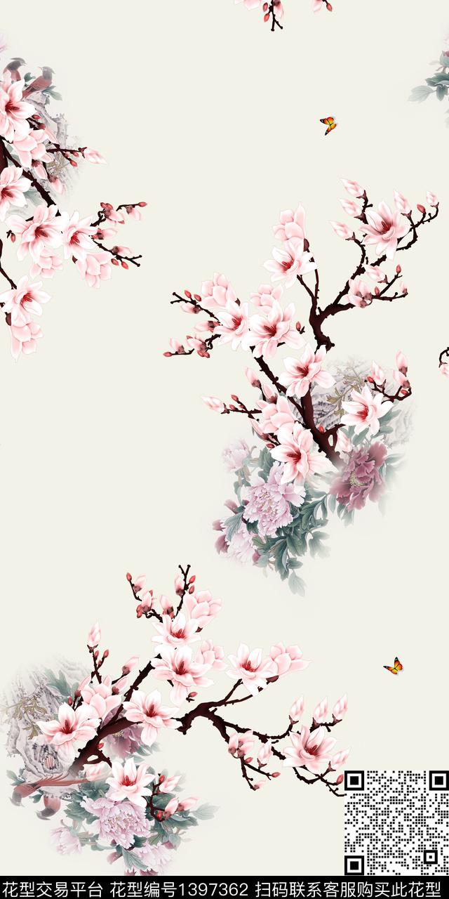 数码华亿平台花卉大牌风数码印花华亿平台下载（图片编号: 1397362） - 瓦栏（Walan）