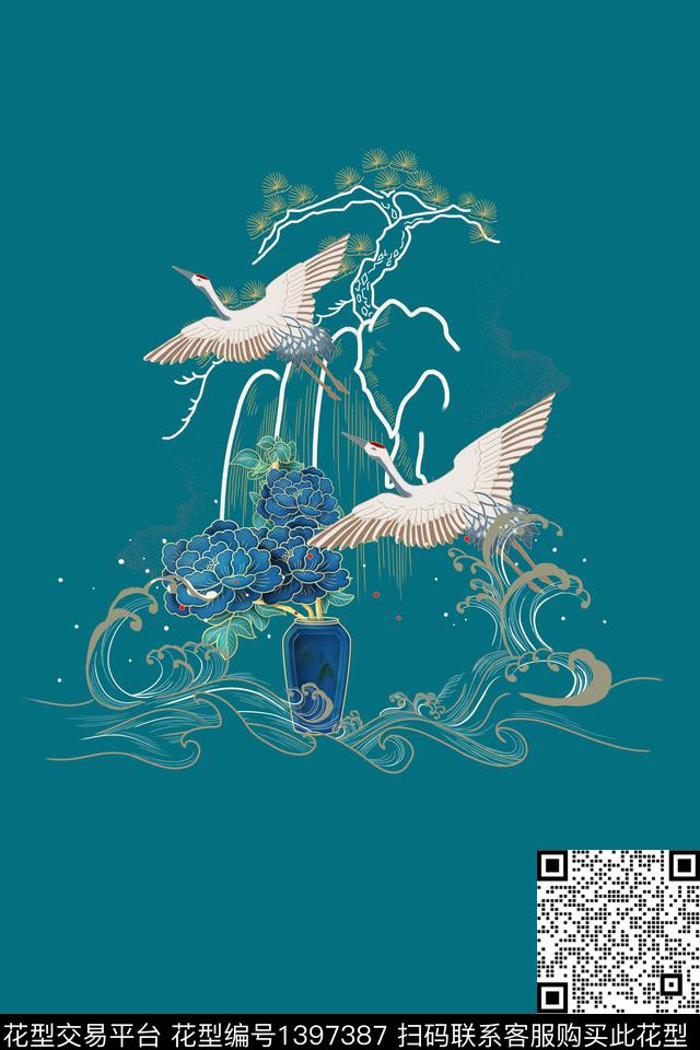 数码华亿平台中国风国潮数码印花华亿平台下载（图片编号: 1397387） - 瓦栏（Walan）