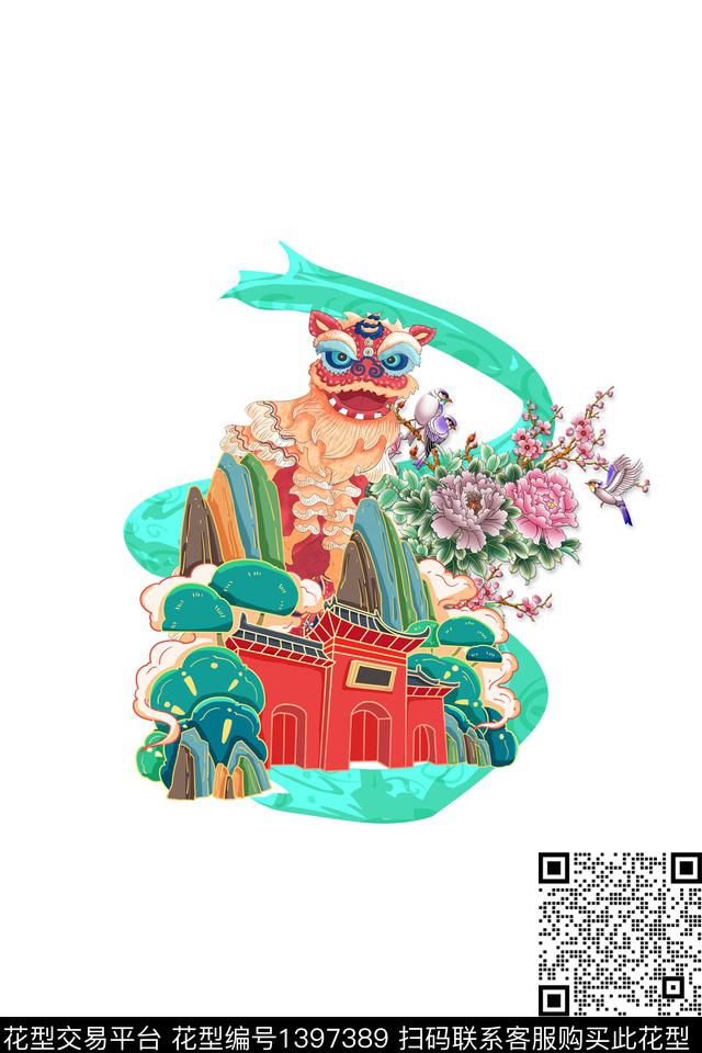 数码华亿平台中国风国潮数码印花华亿平台下载（图片编号: 1397389） - 瓦栏（Walan）