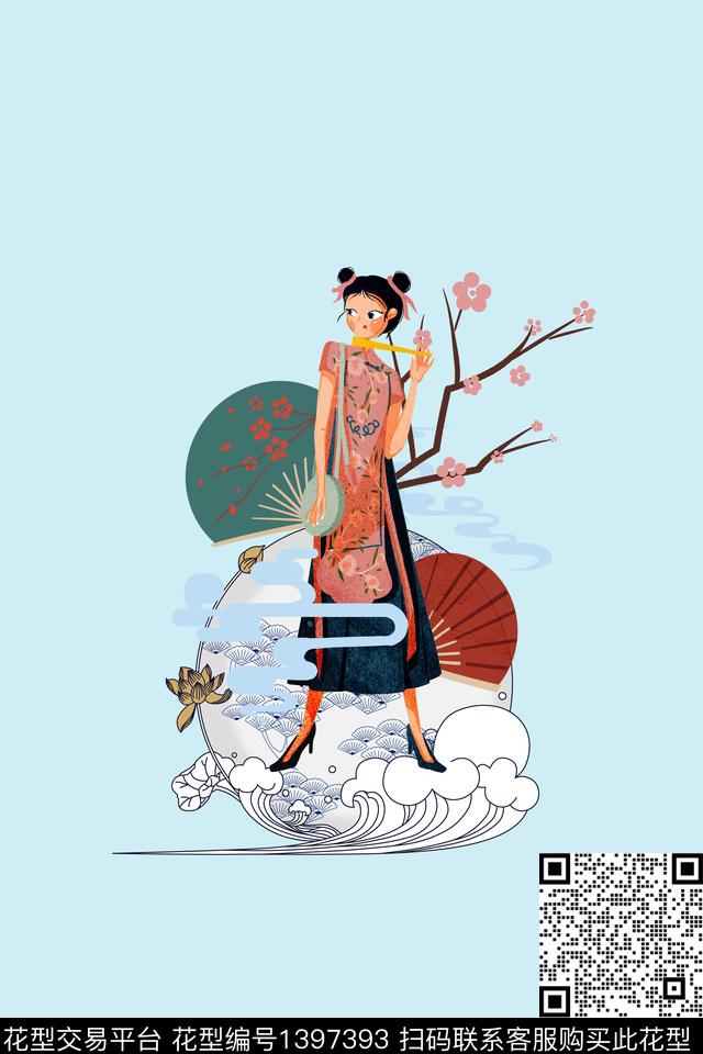 数码华亿平台中国风国潮数码印花华亿平台下载（图片编号: 1397393） - 瓦栏（Walan）