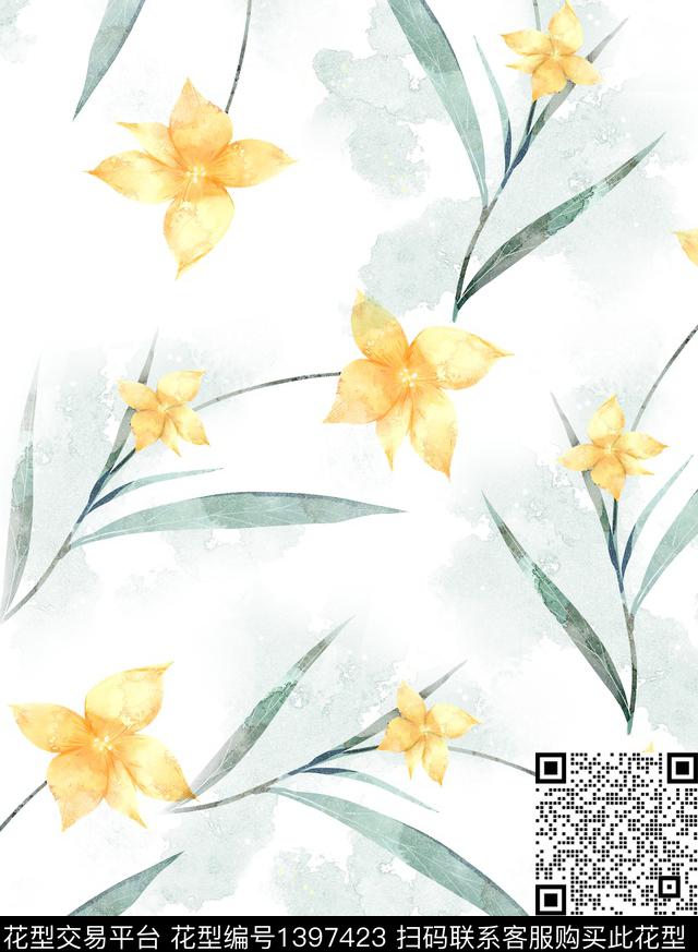 数码华亿平台绿植树叶扎染华亿平台数码印花华亿平台下载（图片编号: 1397423） - 瓦栏（Walan）