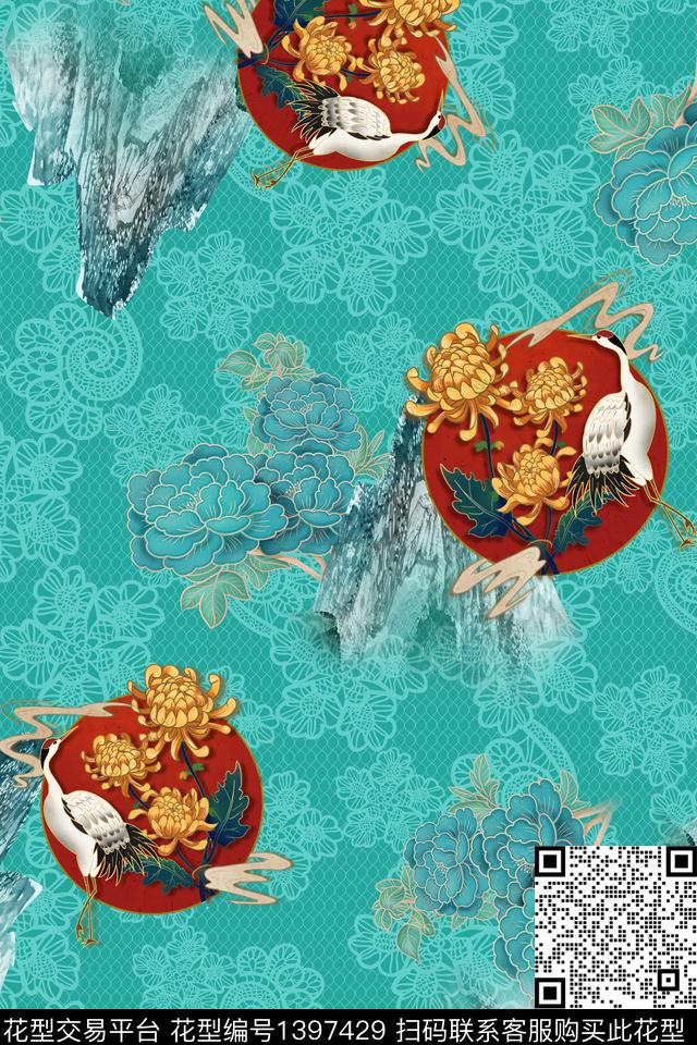数码华亿平台花卉中国风数码印花华亿平台下载（图片编号: 1397429） - 瓦栏（Walan）