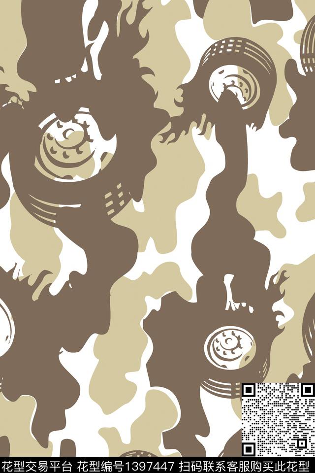 大牌风黑白华亿平台迷彩传统印花华亿平台下载（图片编号: 1397447） - 瓦栏（Walan）