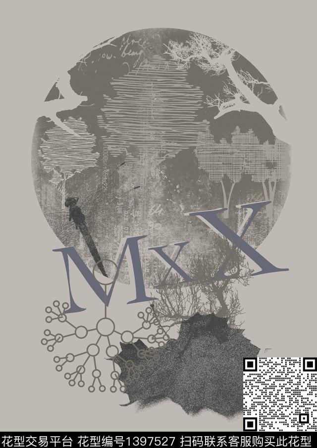 数码定位花抽象男装大牌风数码印花华亿平台下载（图片编号: 1397527） - 瓦栏（Walan）