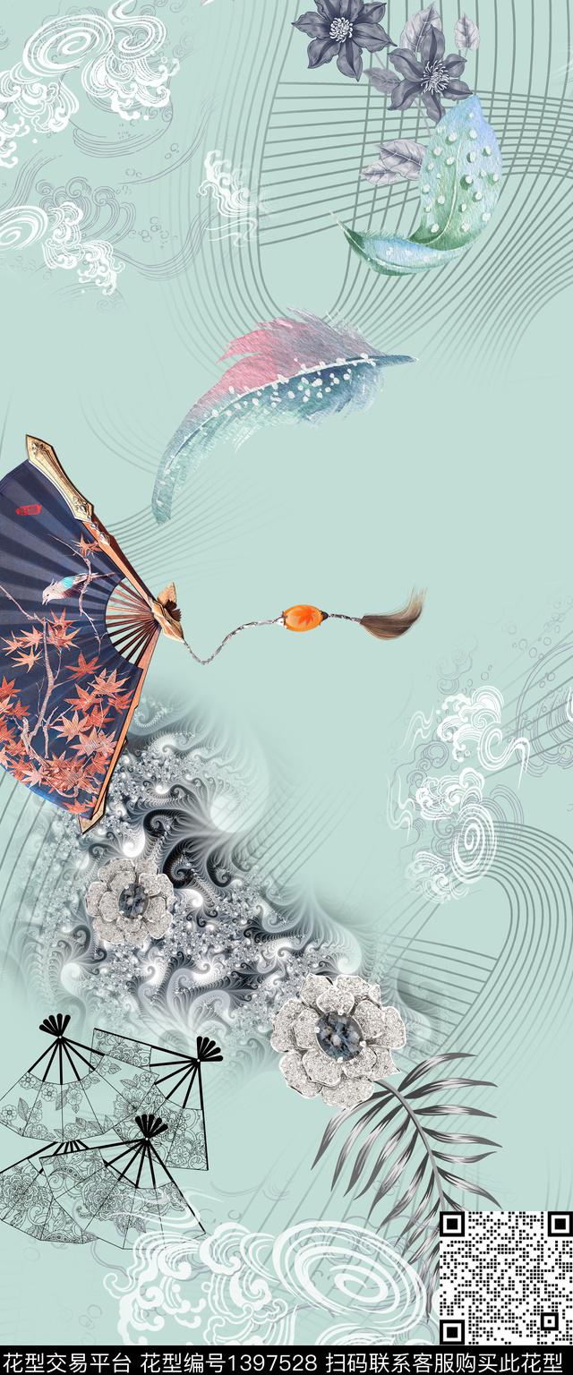 花卉旗袍真丝数码印花华亿平台下载（图片编号: 1397528） - 瓦栏（Walan）