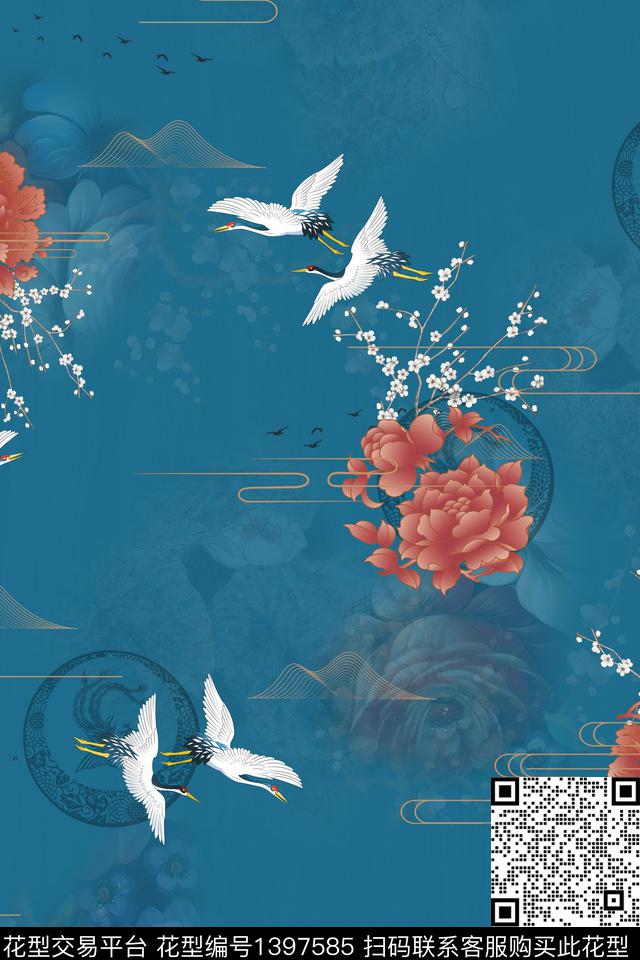 花卉香云纱真丝数码印花华亿平台下载（图片编号: 1397585） - 瓦栏（Walan）