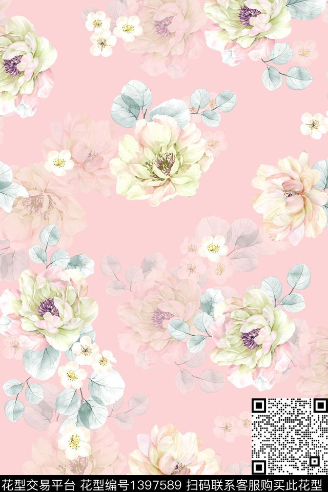 时尚花卉小清新数码印花华亿平台下载（图片编号: 1397589） - 瓦栏（Walan）