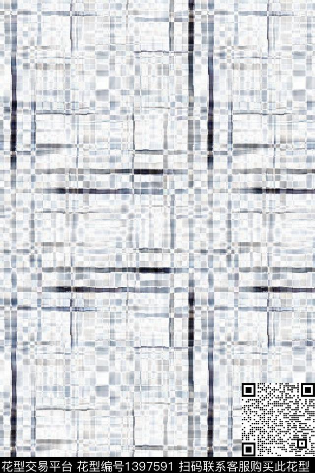 几何格子抽象花卉数码印花华亿平台下载（图片编号: 1397591） - 瓦栏（Walan）