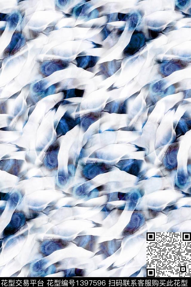 肌理扎染华亿平台大牌风数码印花华亿平台下载（图片编号: 1397596） - 瓦栏（Walan）