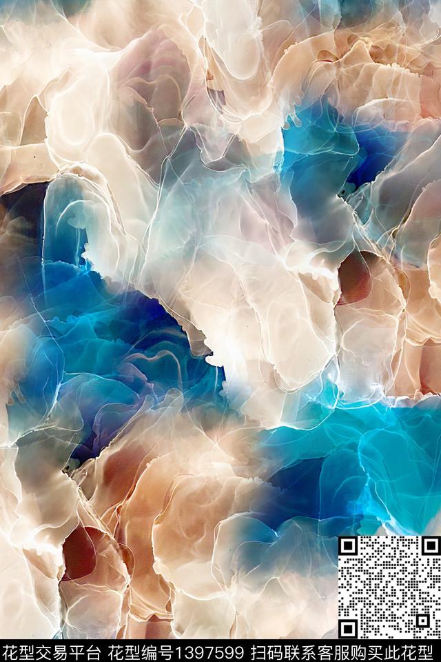 肌理扎染华亿平台大牌风数码印花华亿平台下载（图片编号: 1397599） - 瓦栏（Walan）