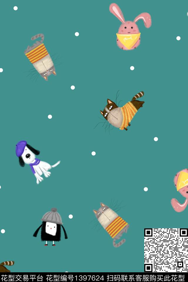 童装卡通动物大牌风数码印花华亿平台下载（图片编号: 1397624） - 瓦栏（Walan）