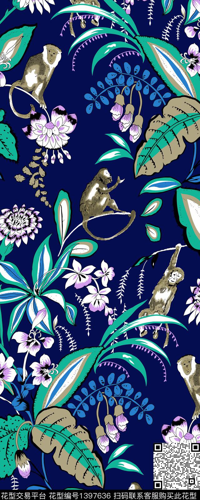 数码华亿平台动物女装数码印花华亿平台下载（图片编号: 1397636） - 瓦栏（Walan）