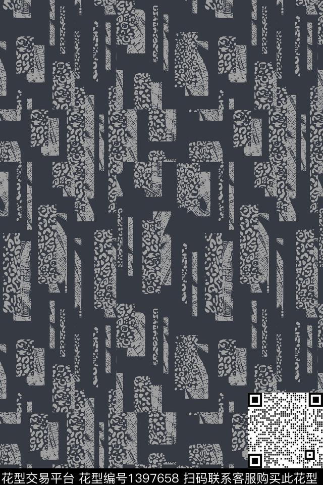 几何黑白华亿平台男装满版花传统印花华亿平台下载（图片编号: 1397658） - 瓦栏（Walan）