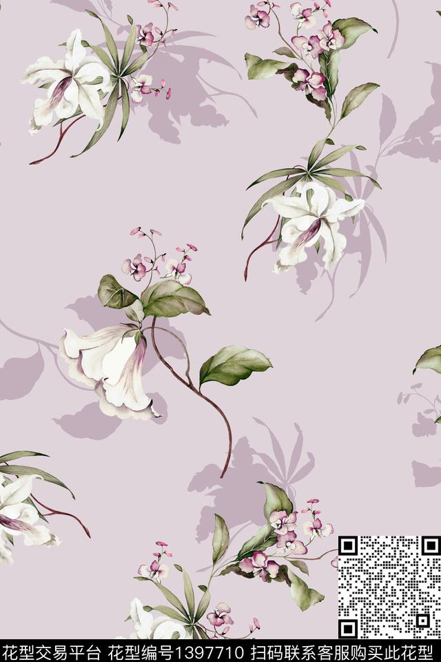 时尚花卉小清新数码印花华亿平台下载（图片编号: 1397710） - 瓦栏（Walan）