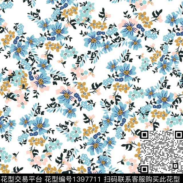 时尚花卉小清新数码印花华亿平台下载（图片编号: 1397711） - 瓦栏（Walan）