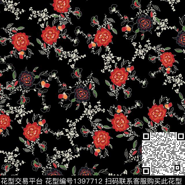 时尚花卉小碎花数码印花华亿平台下载（图片编号: 1397712） - 瓦栏（Walan）
