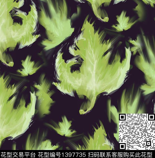 绿植树叶油画华亿平台大牌走秀数码印花华亿平台下载（图片编号: 1397735） - 瓦栏（Walan）