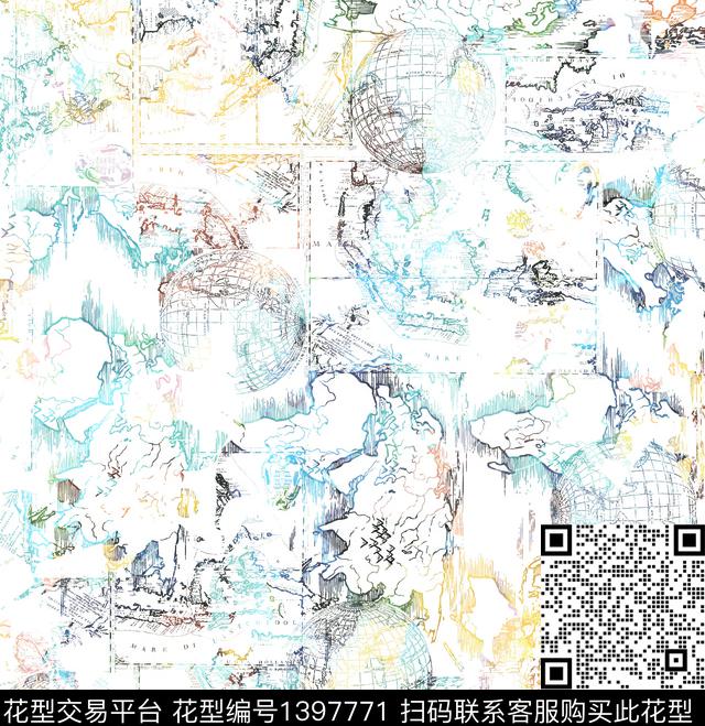 几何地图数码华亿平台数码印花华亿平台下载（图片编号: 1397771） - 瓦栏（Walan）