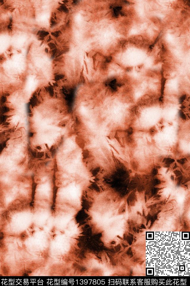 肌理扎染华亿平台大牌风数码印花华亿平台下载（图片编号: 1397805） - 瓦栏（Walan）