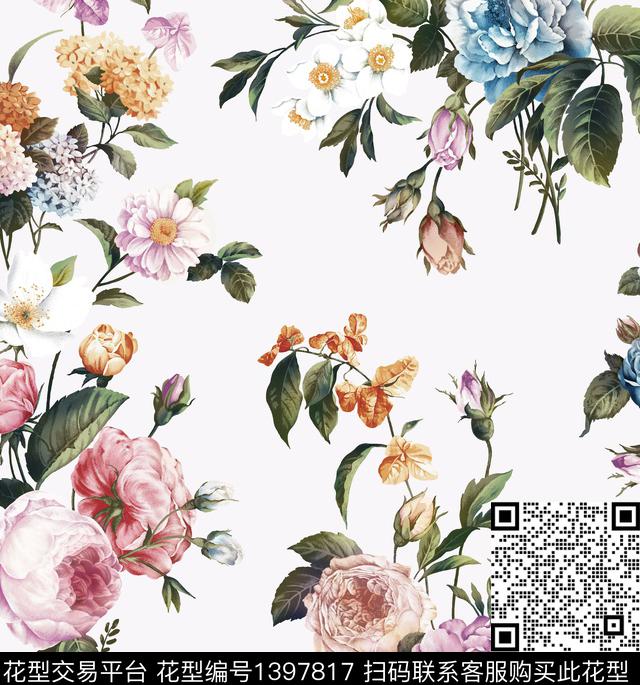 数码华亿平台绿植树叶写实花卉数码印花华亿平台下载（图片编号: 1397817） - 瓦栏（Walan）