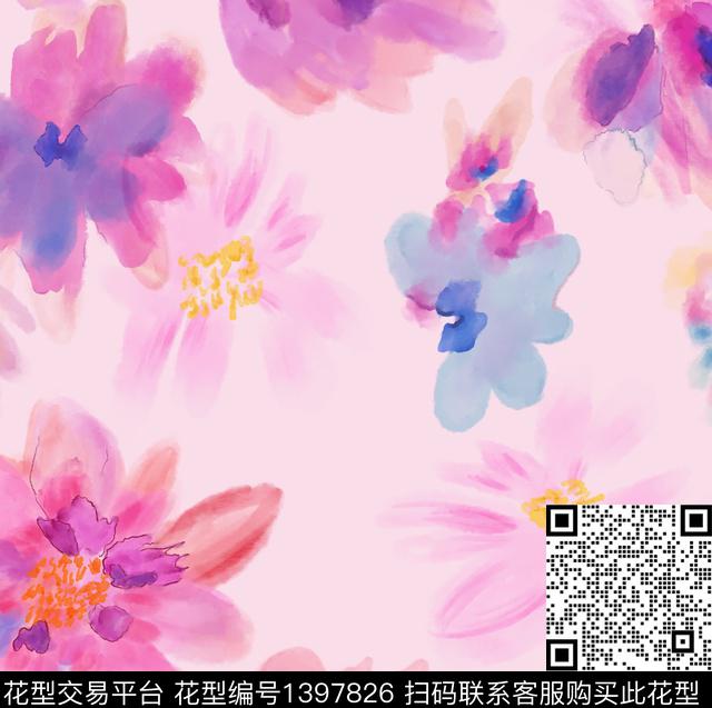 文艺趋势华亿平台鲜花传统印花华亿平台下载（图片编号: 1397826） - 瓦栏（Walan）