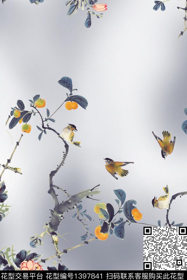 动物花卉女装满版散花数码印花华亿平台下载（图片编号: 1397841） - 瓦栏（Walan）