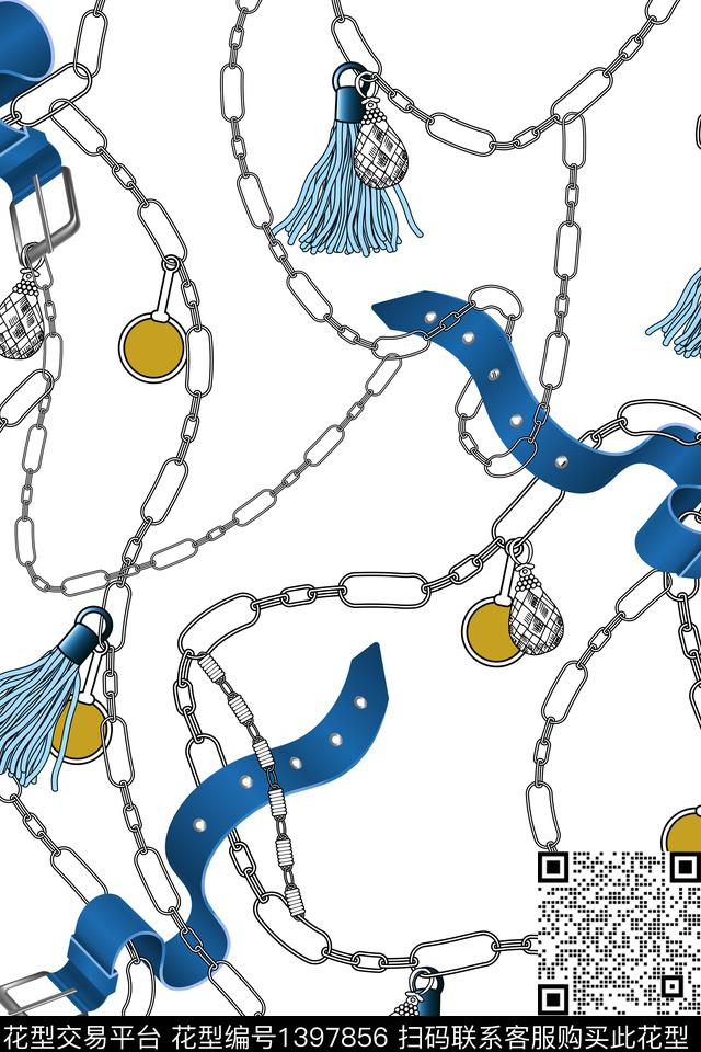 皮带链条金属琐链数码印花华亿平台下载（图片编号: 1397856） - 瓦栏（Walan）