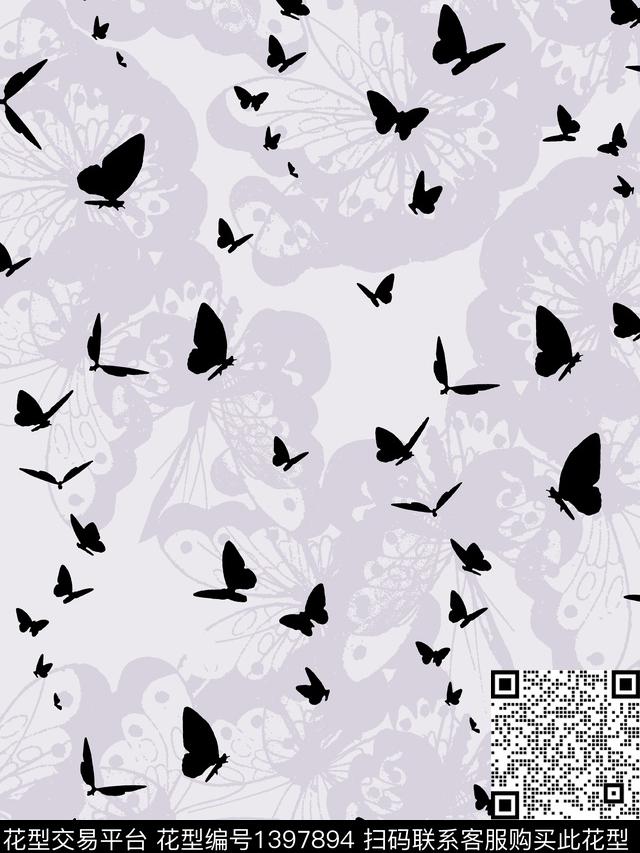 欧美印花蝴蝶数码印花华亿平台下载（图片编号: 1397894） - 瓦栏（Walan）