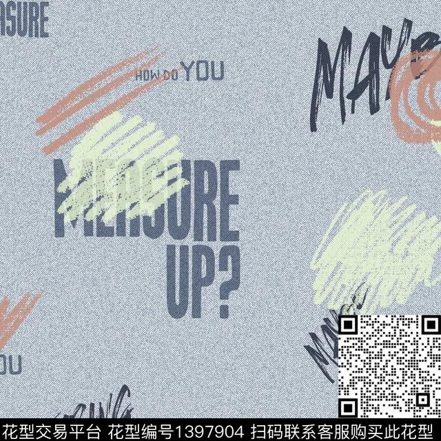 字母牛仔笔触数码印花华亿平台下载（图片编号: 1397904） - 瓦栏（Walan）