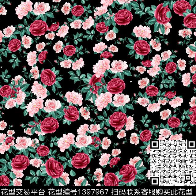 花卉小清新真丝数码印花华亿平台下载（图片编号: 1397967） - 瓦栏（Walan）