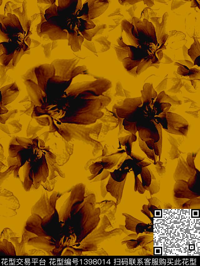 水彩花卉欧美数码印花华亿平台下载（图片编号: 1398014） - 瓦栏（Walan）