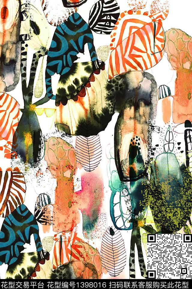 肌理抽象小清新数码印花华亿平台下载（图片编号: 1398016） - 瓦栏（Walan）
