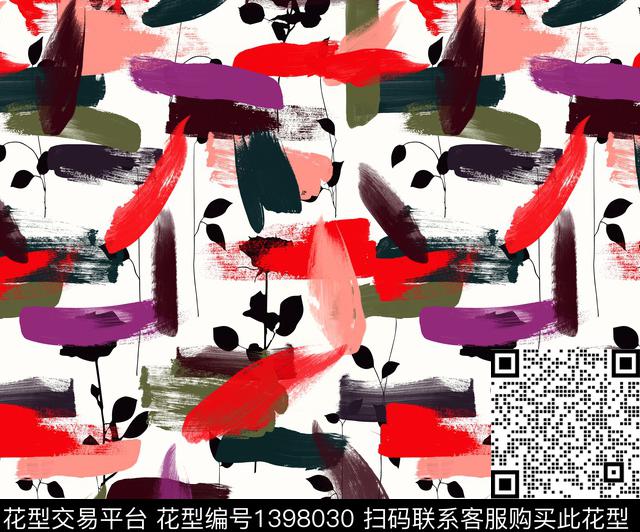 笔触抽象手绘数码印花华亿平台下载（图片编号: 1398030） - 瓦栏（Walan）