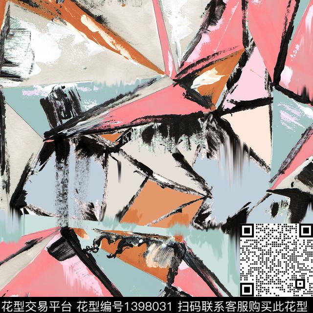 几何抽象手绘数码印花华亿平台下载（图片编号: 1398031） - 瓦栏（Walan）