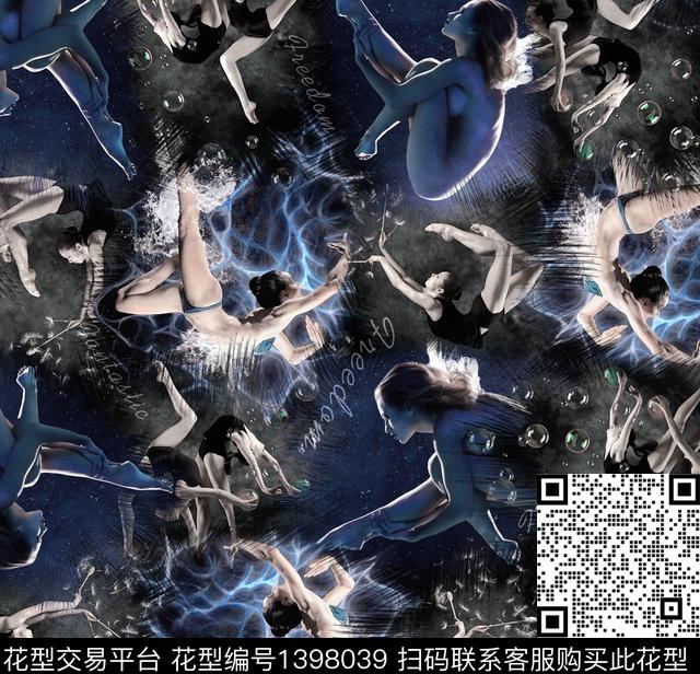 人物抽象舞蹈学数码印花华亿平台下载（图片编号: 1398039） - 瓦栏（Walan）