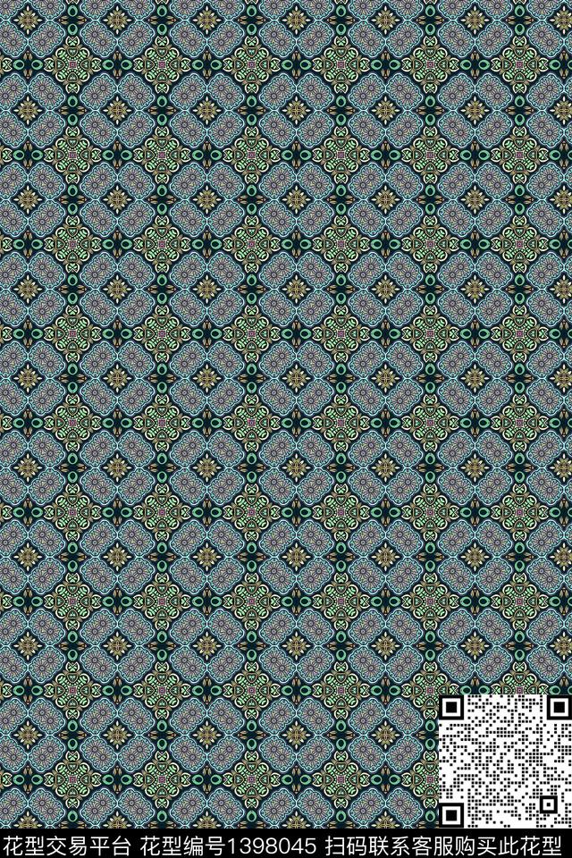 几何格子衬衫传统印花华亿平台下载（图片编号: 1398045） - 瓦栏（Walan）