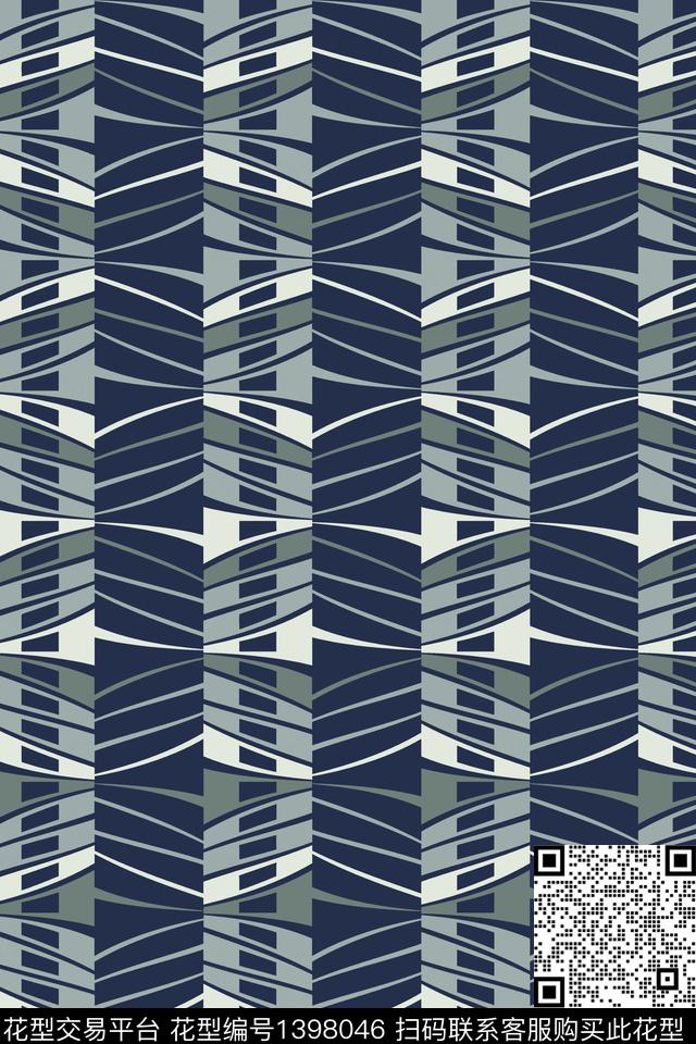 线条黑白华亿平台几何传统印花华亿平台下载（图片编号: 1398046） - 瓦栏（Walan）